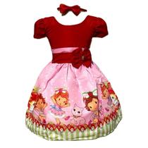 Vestido Temático Infantil Moranguinho Baby Festa - Pequenos Encantos Baby