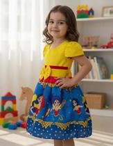 Vestido Temático Infantil Mulher Maravllha A tamanho:PCor:Amarelo - Nalu kids Vestido Temático Infantil Mulher Maravllha A tamanho:PCor:Amarelo - Nalu kids