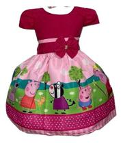 Vestido Temático Infantil Porquinha Pig Jardim
