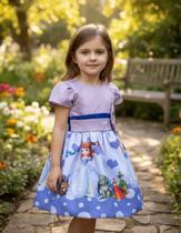 Vestido Temático Infantil Princesas Lilás Faixa Azul A tamanho:PPCor:Azul