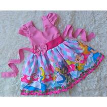 Vestido Temático Infantil Simples Alice no país das maravilhas Rosa