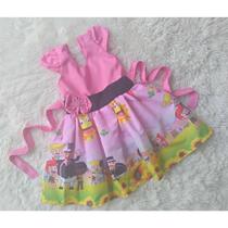 Vestido Temático Infantil Simples Mundo Bita Rosa