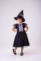 Vestido Temático Kids Halloween Encanto Sombrio com Detalhes em Tule e Glitter Vestido Temático Kids Halloween Encanto Sombrio com Detalhes em Tule e Glitter