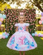 Vestido Tematico Luxo Stitch E Angel Modelo 2 Vestido Tematico Luxo Stitch E Angel Modelo 2