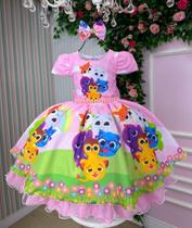 Vestido Tematico Mimadine Bolofofo Rosa Bebe