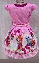 Vestido temático patrulha canina infantil cor rosa TAM 6 veste de 4 á 6 anos