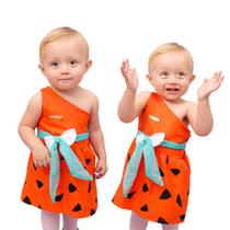 Vestido Tematico Pedrita Mesversario Tematico 3 á 12 Mes Ensaio Mesverssario roupas de bebê menina