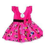 Vestido Temático Simples Minnie Pink Tam.PP (1-2 Anos)