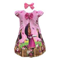 Vestido Temático Trapézio Menina E Urso - Pequenos Encantos Baby