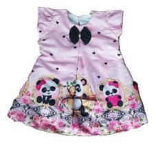 Vestido Temático trapézio Panda Baby Rosa