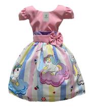 Vestido Temático Unicórnio F Tam. P (2-3 Anos) Vestido Temático Unicórnio F Tam. P (2-3 Anos)