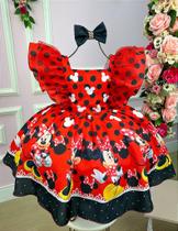 Vestido Temático Vermelho da Minnie/Minie para Crianças