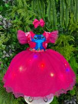 Vestido Temático Ysa Kids Lilo Stitch Pink com LED para Festas