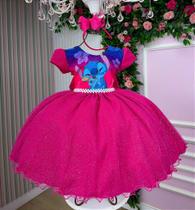 Vestido Temático Ysa Kids Lilo Stitch Pink Modelo 4 - Confeccionado em Poliéster