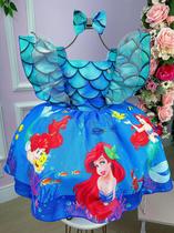 Vestido Temáticos Ariel A Pequena Sereia Luxo Aniversário