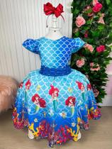 Vestido Tematicos Ariel Sereia super luxo festa cod BEVESTTMCLXARLSRA