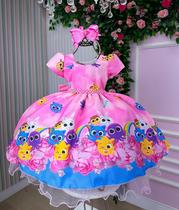 Vestido Tematicos Bolo fofos Rosa Pão de Queijo Modelo 3