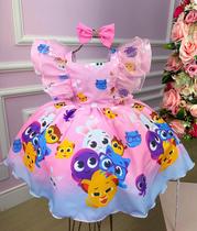 Vestido Temáticos Kids Pão de queijo Bolo Fofos Rosa Bebe