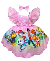 Vestido Temáticos Kids Patrulha Canina -Sky Luxo Rosa