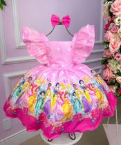 Vestido Temáticos Kids Princesas Rosa Luxo Aniversário Vestido Temáticos Kids Princesas Rosa Luxo Aniversário