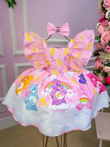 Vestido Temáticos Kids Ursinhos Carinhosos Luxo Rosa