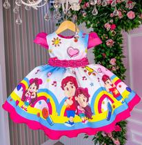 Vestido Tematicos Luxo Maria Aniversário Rosa Desenhos