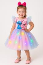 Vestido Tematicos Ysa Kids Lilo Stitch Rosa Bebe com Led Vestido Tematicos Ysa Kids Lilo Stitch Rosa Bebe com Led