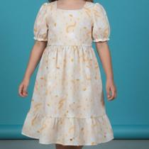 Vestido Ternura Infantil Menina Manga Princesa Estampado Colorido