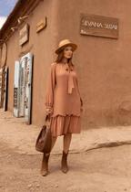 Vestido thayná viscolinho mocca mousse