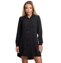 Vestido Tipo Camisão Chemise Midi Blusa Manga Longa