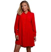 Vestido Tipo Camisão Chemise Midi Blusa Manga Longa Vestido Tipo Camisão Chemise Midi Blusa Manga Longa