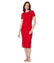 Vestido Tommy Hilfiger Ribbed Midi para mulheres escarlate tamanho L