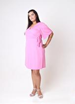 Vestido Transpassado com Mangas Rosa Vestido Transpassado com Mangas Rosa