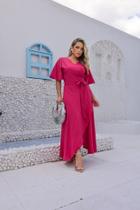 Vestido transpassado envelope plus size Em Babado Moda Feminina evangélico estampado e liso