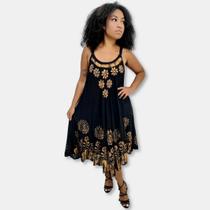 Vestido Trapézio Alça Batik Indiano Plus Size Boho 2025