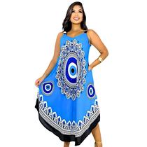 Vestido Trapézio Indiano Alça Ajustável com Bolso Chalaróste MI100017