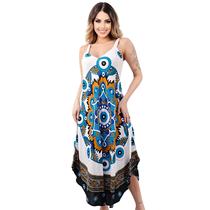 Vestido Trapézio Indiano Alça Ajustável com Bolso Chalaróste MI100021