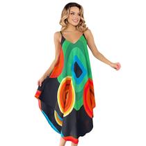 Vestido Trapézio Indiano Alça Ajustável com Bolso Chalaróste MI100024
