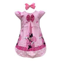 Vestido Trapézio Temático Ratinha Rosa