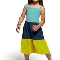 Vestido Três Marias Longo Moda Infantil Verão Alça Casamento