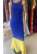 Vestido tricô Azul e amarelo