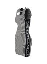 Vestido Tricô Listrado Logo OPEN FEMININO Vestido Tricô Listrado Logo OPEN FEMININO