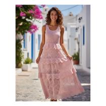 Vestido Trico Longo Premium com forro Babados Sofisticado Tam M Vestido Trico Longo Premium com forro Babados Sofisticado Tam M