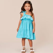 Vestido Tricoline com Silk no Babado - Bambollina Vestido Tricoline com Silk no Babado - Bambollina