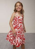 Vestido Tricoline Digital Vermelho e Branco - Bugbee