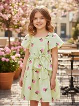 Vestido Tricoline Listrado Carejinhas Bordadas Momi Vestido Tricoline Listrado Carejinhas Bordadas Momi