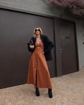 Vestido tricoline midi