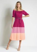 Vestido tricolor rosa com fivela Vestido tricolor rosa com fivela