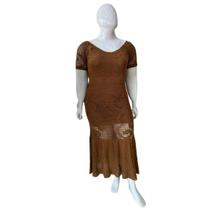 Vestido Tricot Premium Plus Size Midi Com Forro Manga Curta Tam G