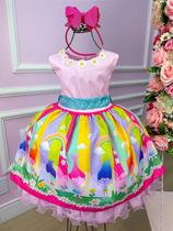 Vestido Trolls Luxo Juvenil Festa Infantil Tema Trolls